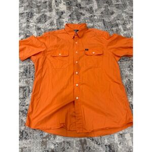 Polo Ralph Lauren Mens XL Short Sleeve Button Down Shirt Orange Cotton Utility